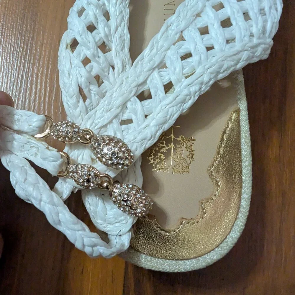Antonio Melani x Jennifer Sumko White Lace Up Flat Sling Back Size 8.5 - Picture 6 of 9